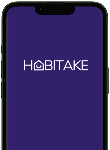 Interfaz móvil de Habitake con identidad de marca, representando el acceso al asistente inmobiliario inteligente con IA.